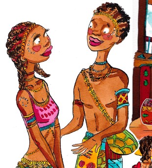 Illustration du conte africain Le Tamtam parlant