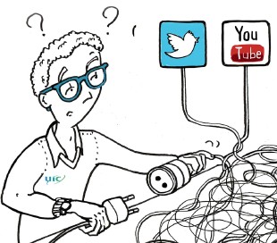 Illustrations sur l'utilisation des réseaux sociaux - Illustration pour l'Union Internationale des Chemins de Fer par Alice Laverty