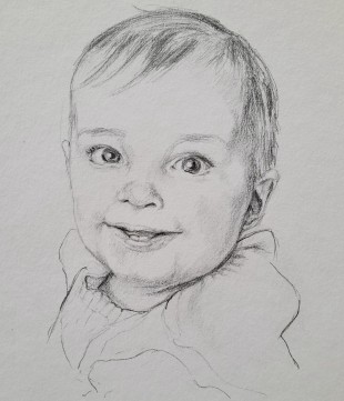 - Portrait d'enfant 24 x32 cm, crayon sur papier Torchon  - Portrait d'enfant 24 x32 cm, crayon sur papier Torchon