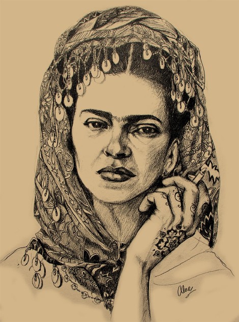Frida Khalo en costume berbère - Crayon - 2017